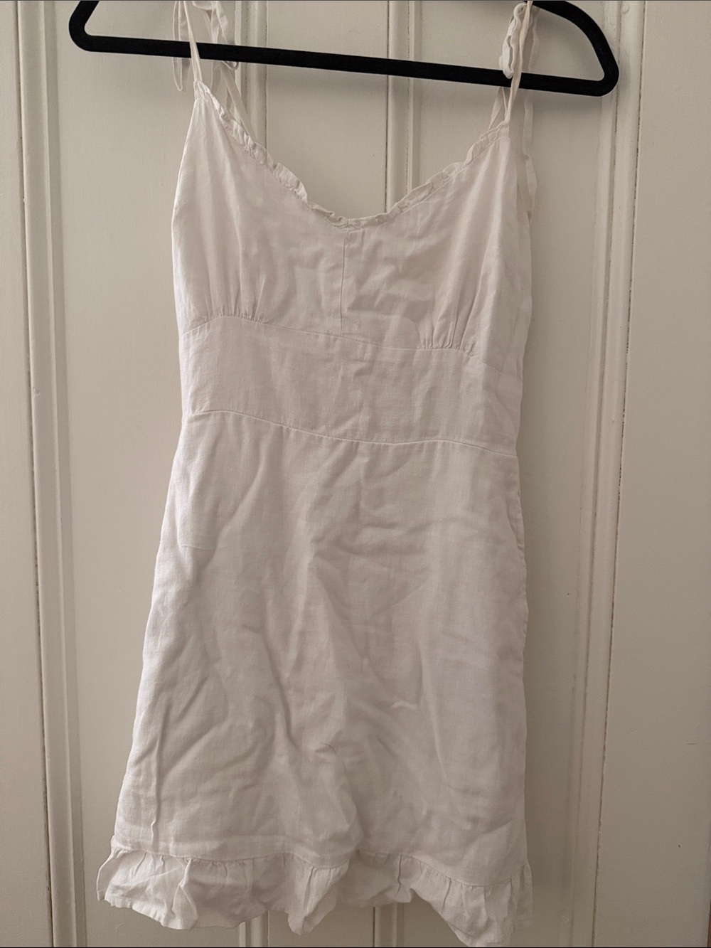 Abercrombie & Fitch White Ruffled Cotton Slip Dress